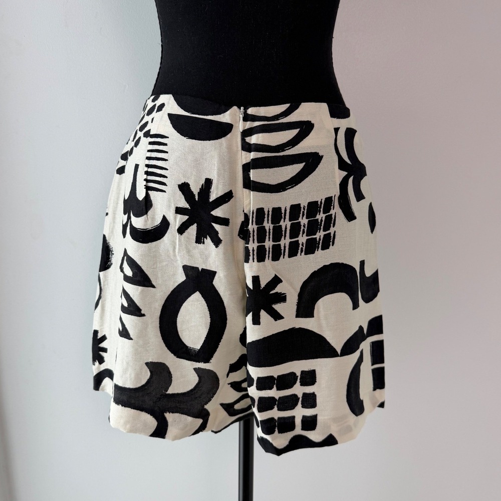 Zara Abstract Wrap Mini Skort Linen Blend Italian European Summer Vacation L - Picture 5 of 8